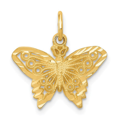 14k Yellow Gold Butterfly Charm Pendant