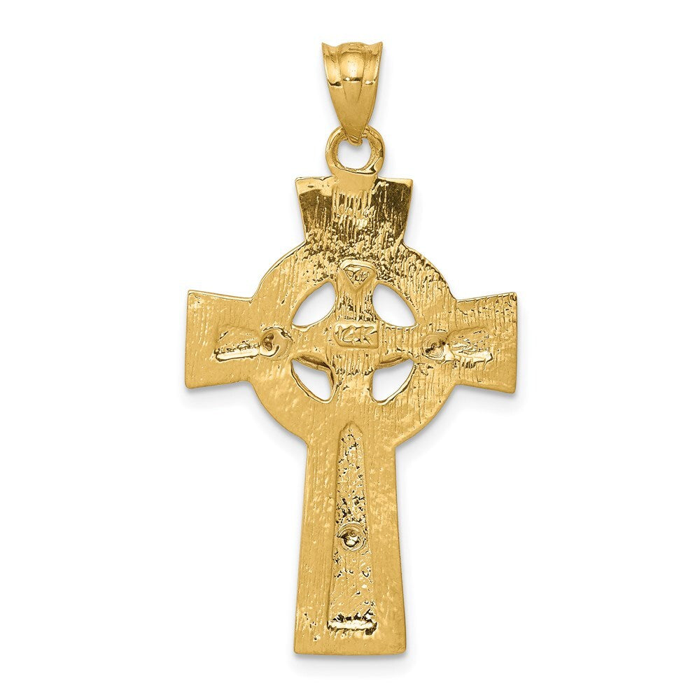 14k Two-tone Gold INRI Celtic Crucifix Pendant for Women