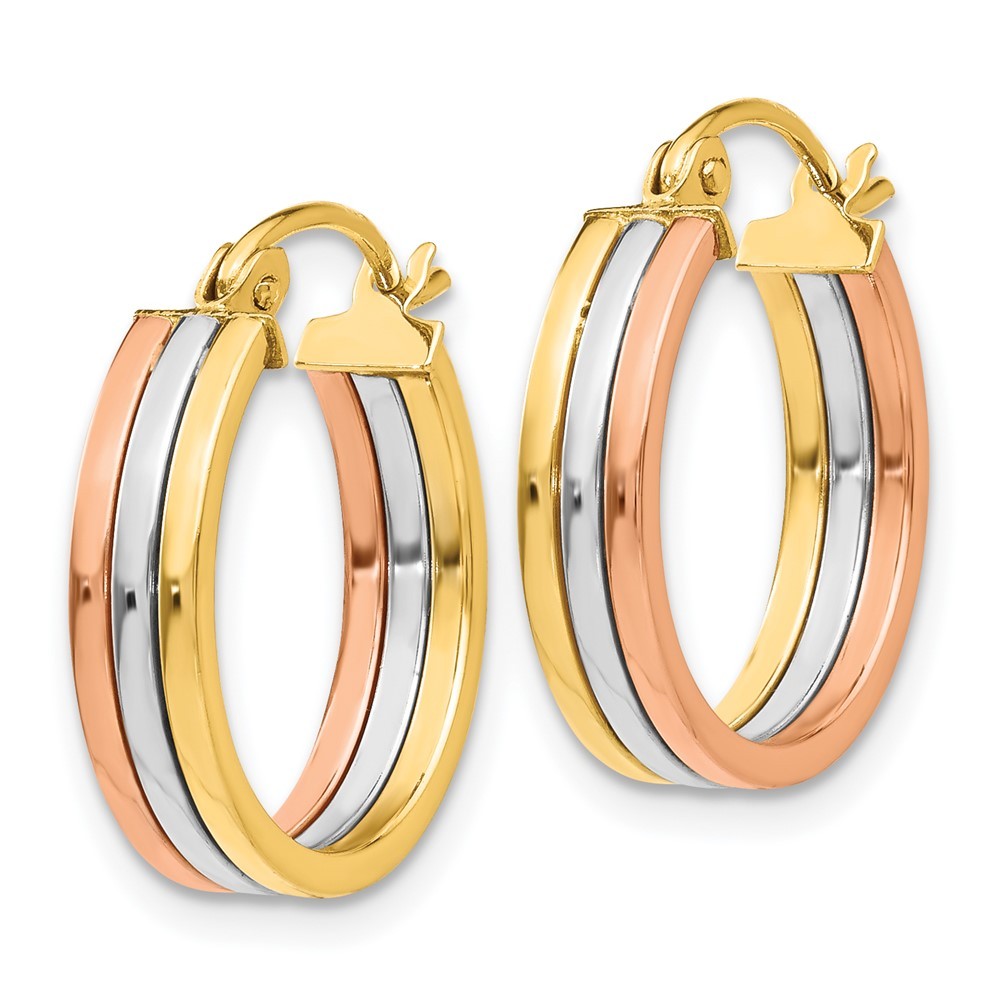14K Tri Color Gold Hoop Earrings
