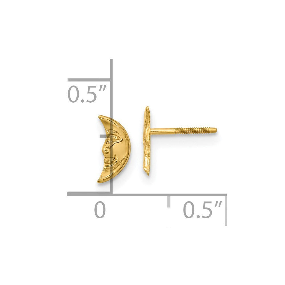 14k Yellow Gold Moon w/ face Earrings