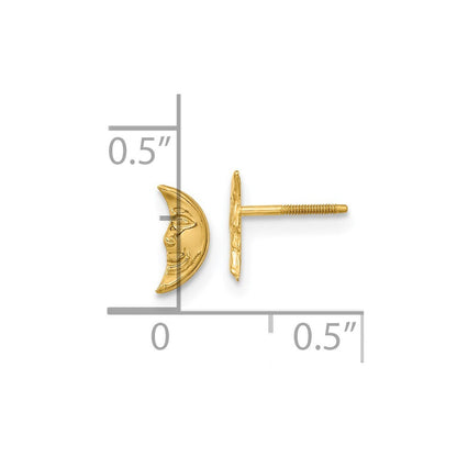14k Yellow Gold Moon w/ face Earrings