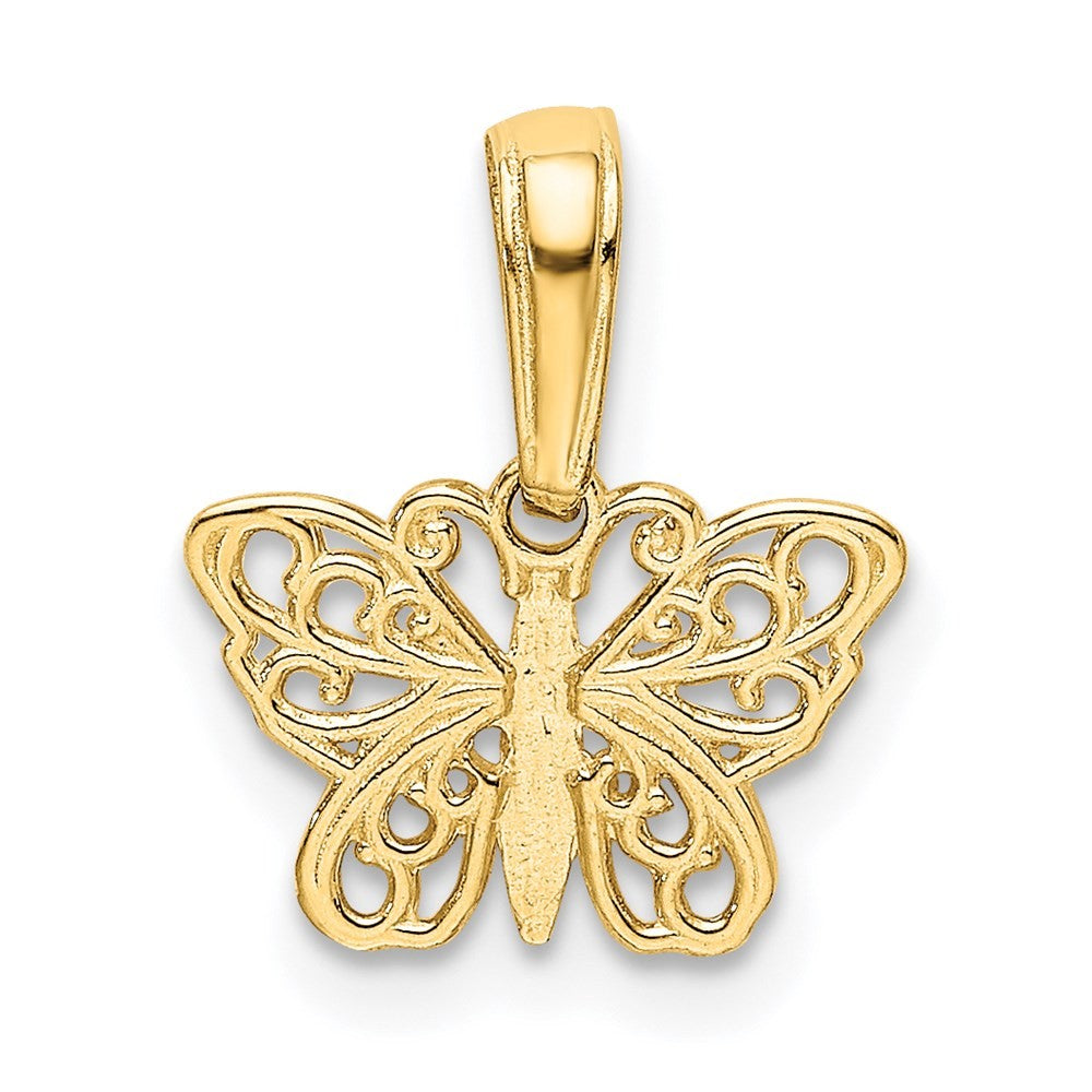 14k Yellow Gold Polished Filigree Butterfly Charm