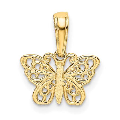 14k Yellow Gold Polished Filigree Butterfly Charm