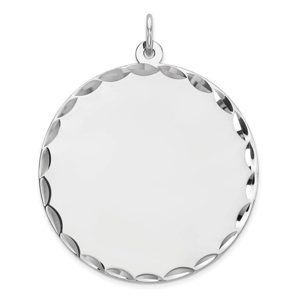 Sterling Silver Rhod-plated Rnd Polish Front Satin Back Disc Charm