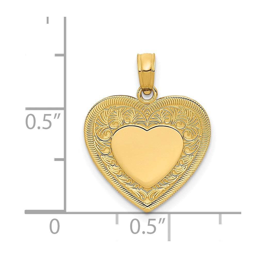 14k Yellow Gold Polished Heart Pendant for Women
