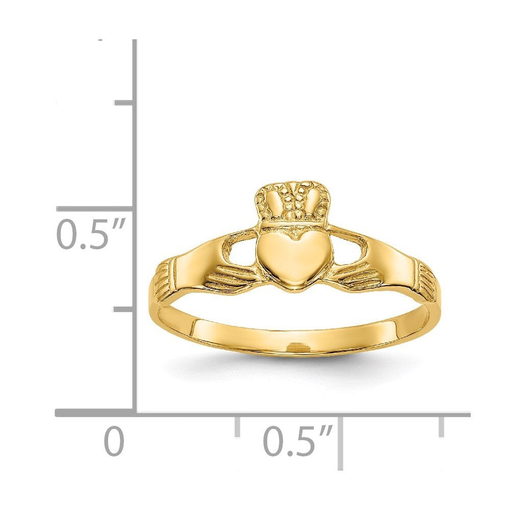 14K Yellow Gold Polished Ladies Claddagh Ring