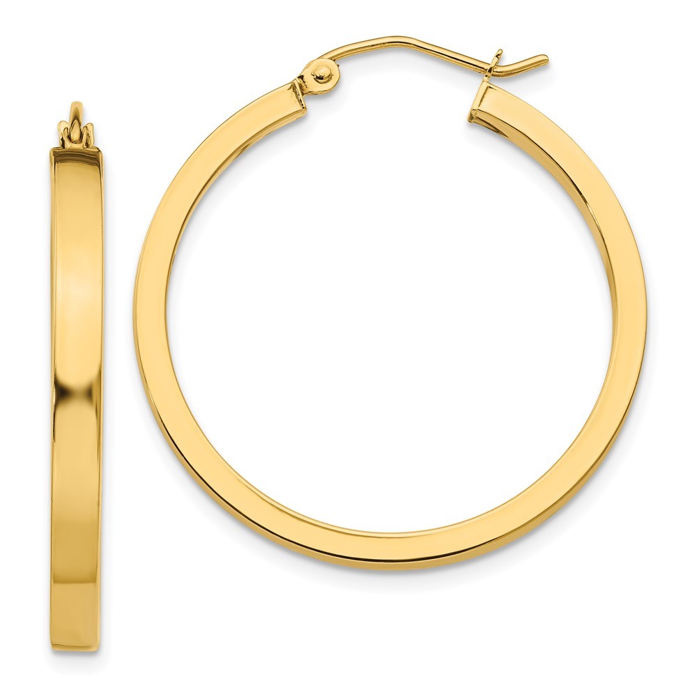 14k Yellow Gold 2x3mm Square Tube Hoop Earrings