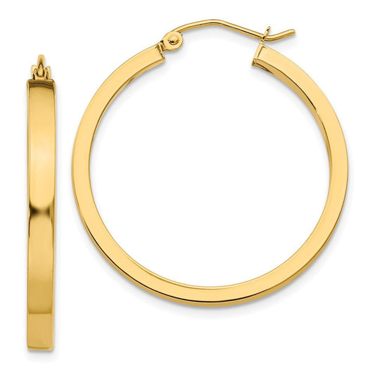 14k Yellow Gold 2x3mm Square Tube Hoop Earrings