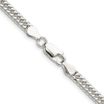 Sterling Silver Rhodium-plated 3.9mm Double Diamond-cut Curb Chain Necklace