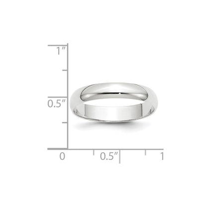 14k White Gold 4mm Lightweight Half Round Wedding Band Ring Size 8.5