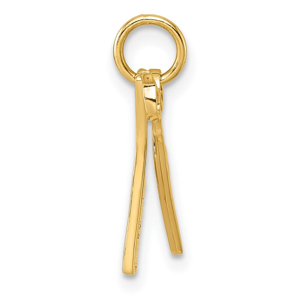 14k Yellow Gold Fancy Comb and Scissors Pendant for Women
