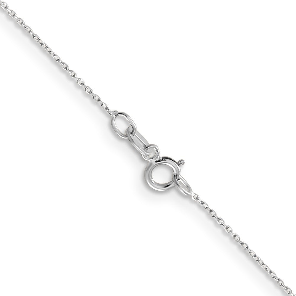 14K White Gold 22 inch .6mm Diamond-cut Round Open Link Cable Chain Necklace