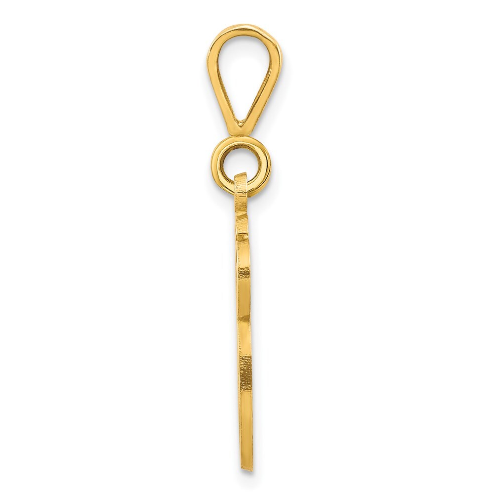 14k Yellow Gold Polished Script Filigree Letter G Initial Pendant for Women