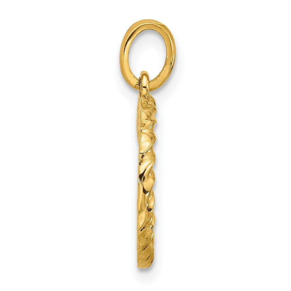 14k Yellow Gold Fancy Twist Letter C Pendant for Women