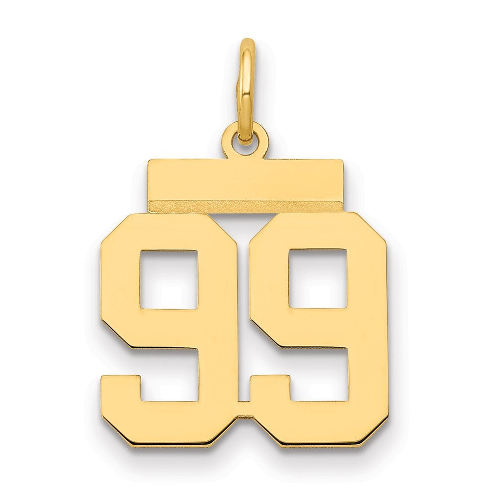 14k Yellow Gold Small Polished Number 99 Charm Pendant for Women