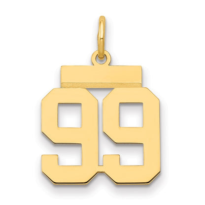 14k Yellow Gold Small Polished Number 99 Charm Pendant for Women