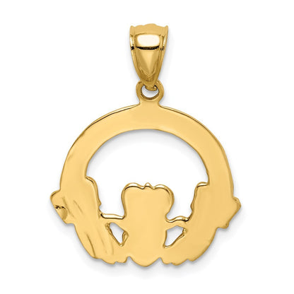 14k Yellow Gold Claddagh Pendant for Women