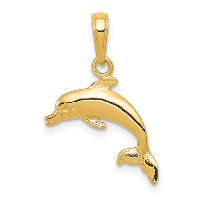 14k Yellow Gold Dolphin Jumping Pendant for Women