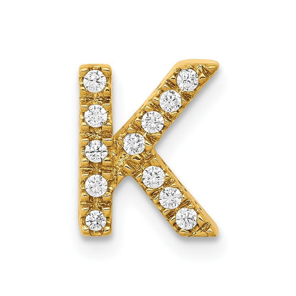 14k Yellow Gold Diamond Letter K Initial Charm Pendant