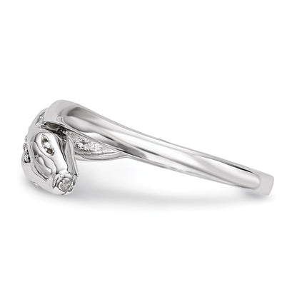Sterling Silver Rhodium-plated Cubic Zirconia Snake Ring Size 6