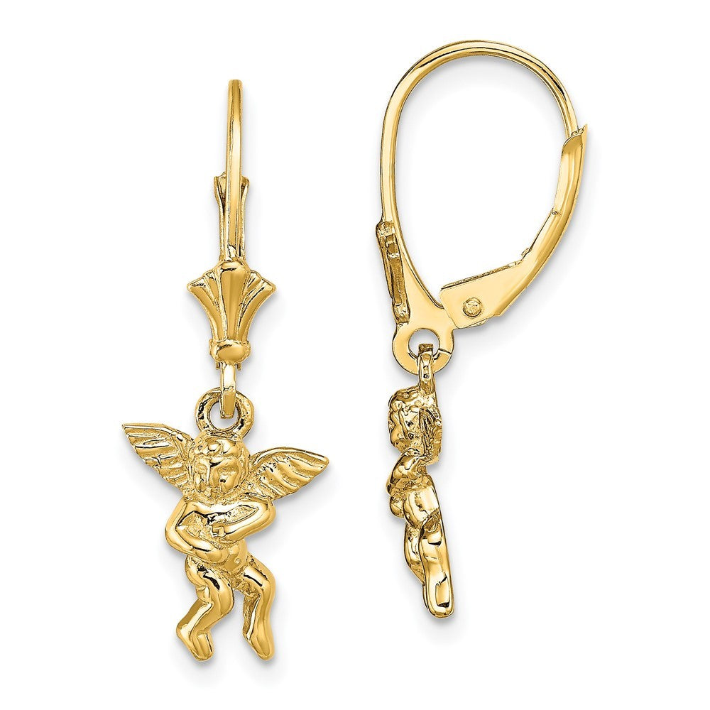 14k Yellow Gold Angel Drop Dangle Earrings