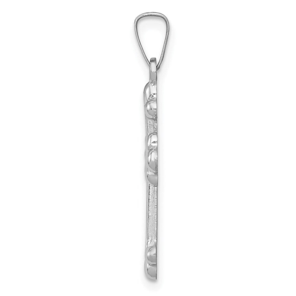 14k White Gold Polished Budded Cross Pendant for Women