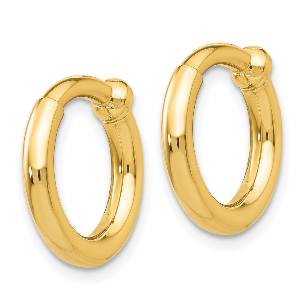 14k Yellow Gold Non-Pierced Hoop Earrings Gift for Women