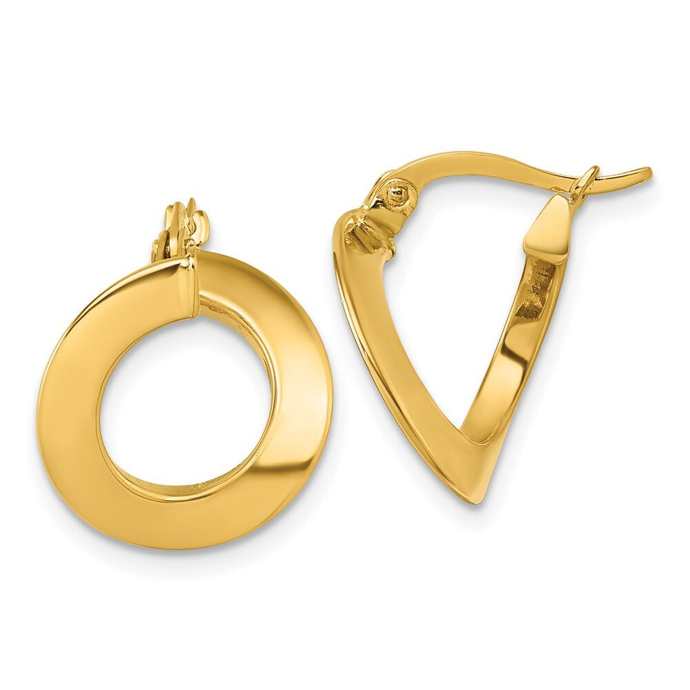 14k Yellow Gold Polished Twisted Tube Hoop Earrings Gift for Women