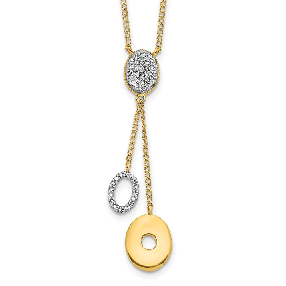 14k Yellow Gold Diamond Circles 18 inch Dangle Necklace