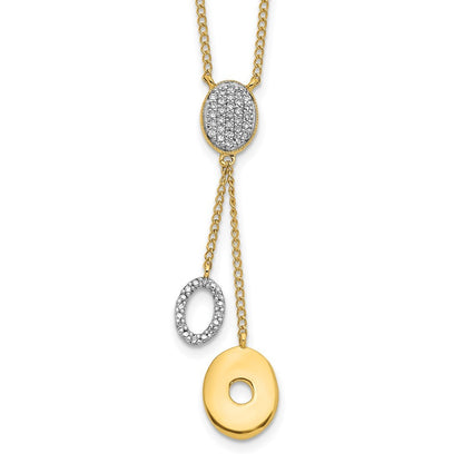 14k Yellow Gold Diamond Circles 18 inch Dangle Necklace