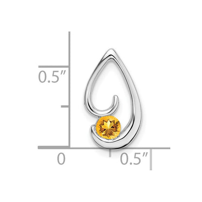 14k White Gold 4mm Round Citrine Teardrop Chain Slide