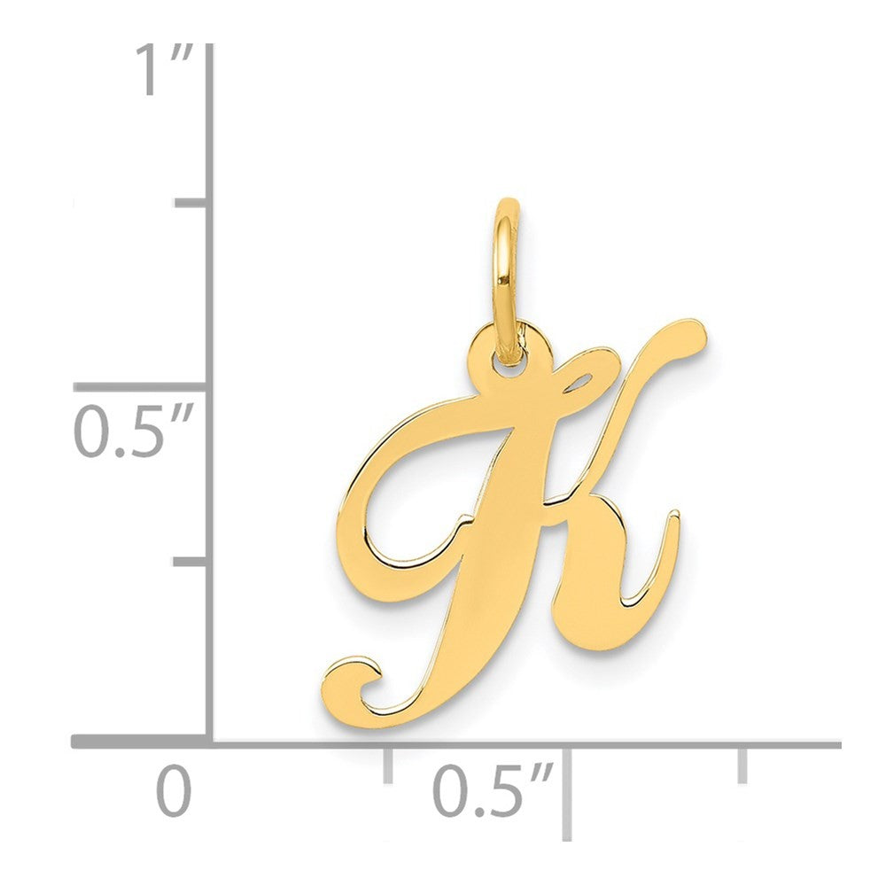 14k Yellow Gold Small Fancy Script Letter K Initial Charm Pendant