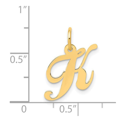 14k Yellow Gold Small Fancy Script Letter K Initial Charm Pendant