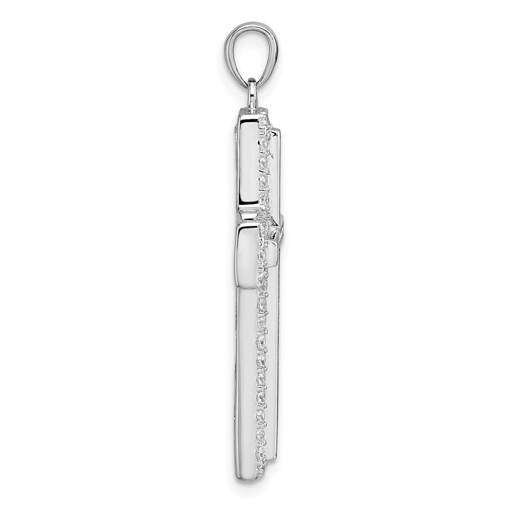 Sterling Silver Rhodium-plated White Cubic Zirconia Cross Pendant