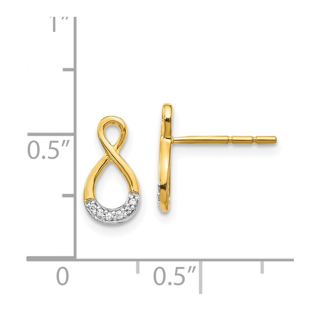 14k Yellow Gold and Rhodium Diamond Twisted Stud Earrings Gift for Women