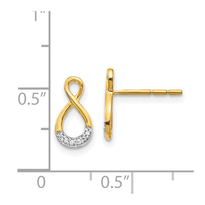 14k Yellow Gold and Rhodium Diamond Twisted Stud Earrings Gift for Women