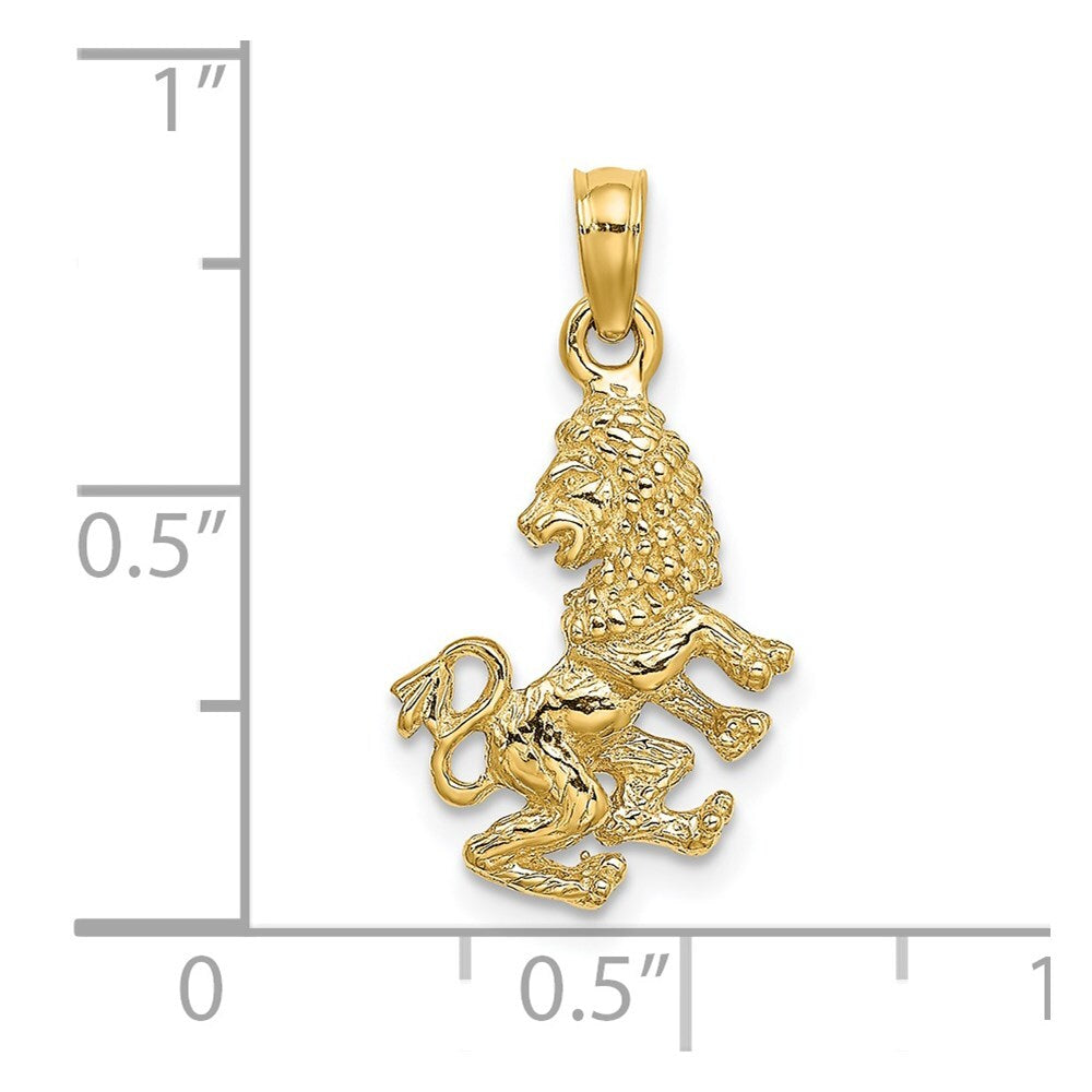14k Yellow Gold 3-D Leo Zodiac Charm Pendant for Women
