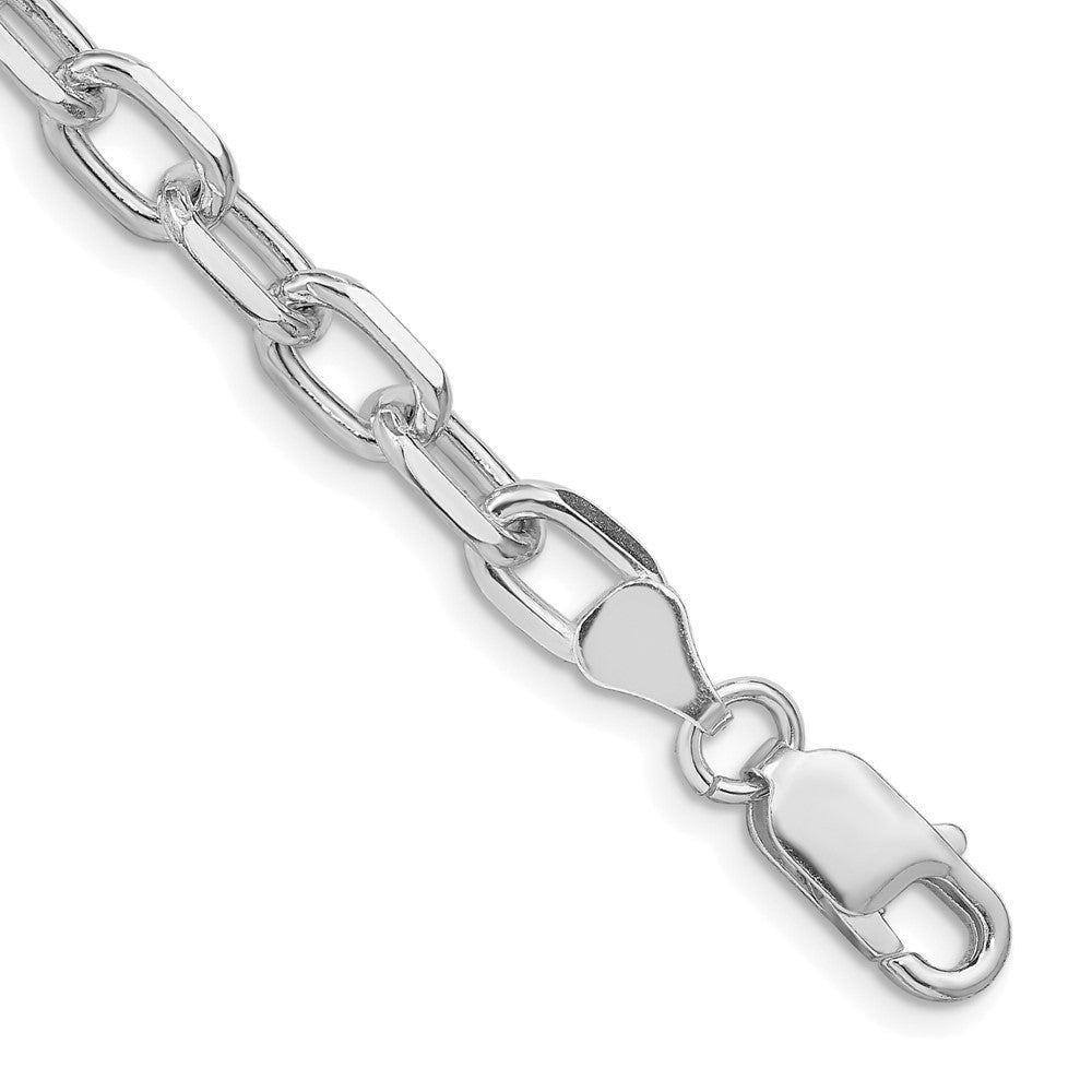 Sterling Silver Rhodium-plated 6.65mm Diamond-cut Long Link Cable Chain Bracelet