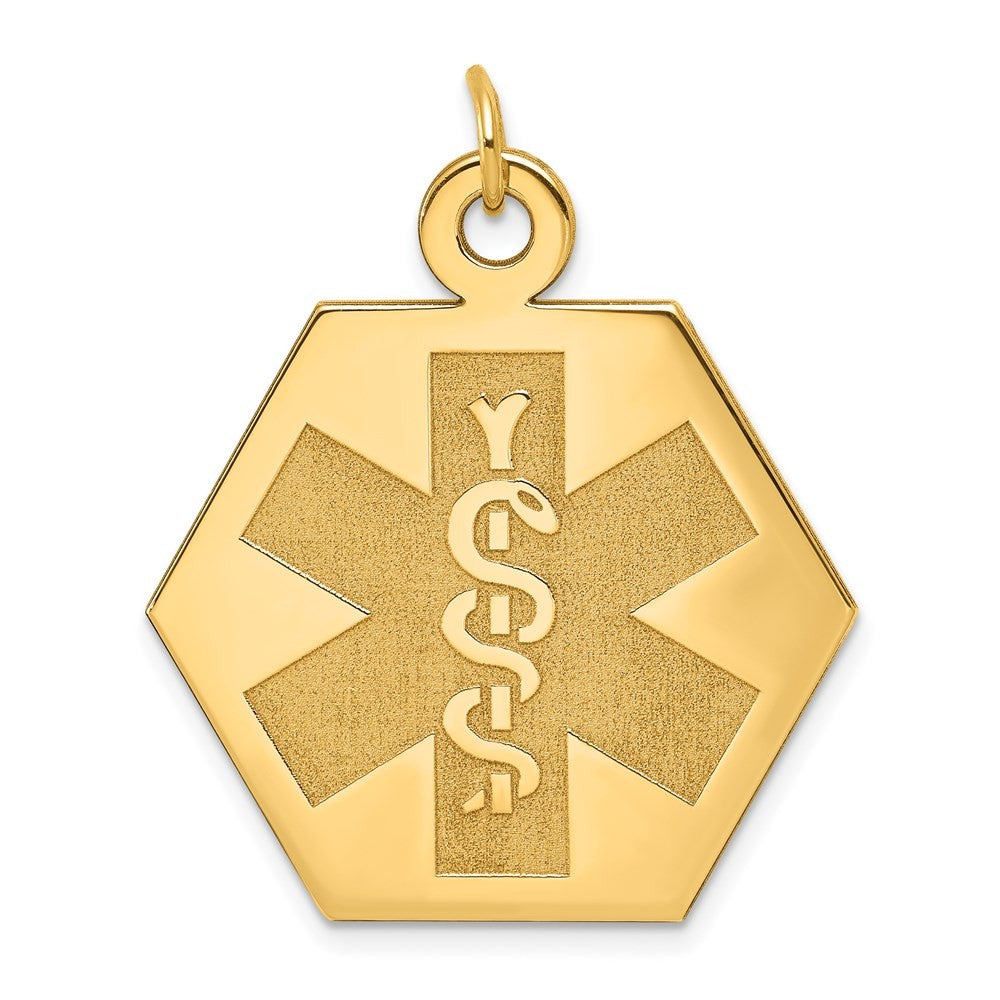 14k Yellow Gold 22.5mm Hexagon Non-enameled Medical Jewelry Pendant