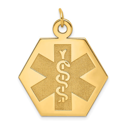 14k Yellow Gold 22.5mm Hexagon Non-enameled Medical Jewelry Pendant