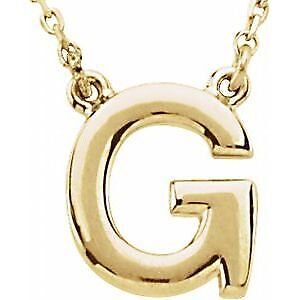 14k Yellow Gold Block Initial G Pendant Necklace 16" for Women