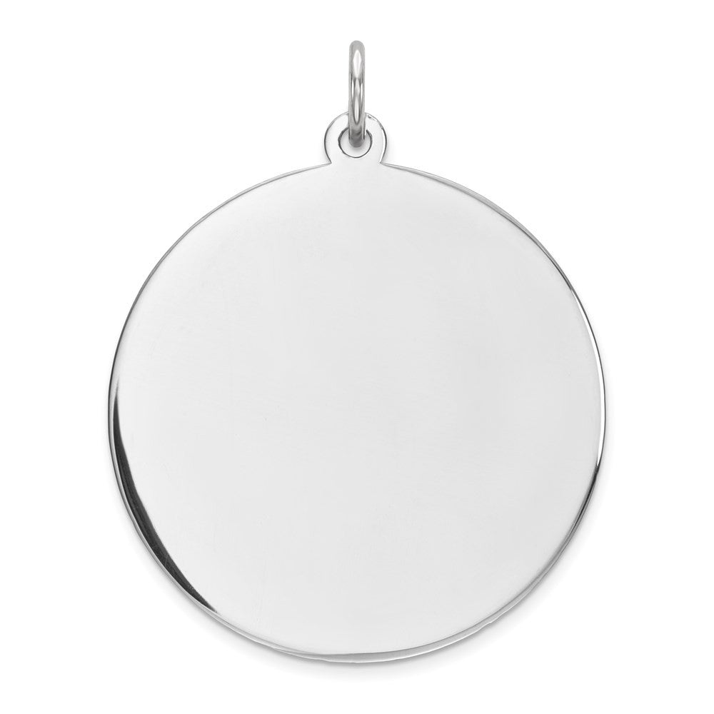 Sterling Silver Rhod-plated Rnd Polish Front Satin Back Disc Charm