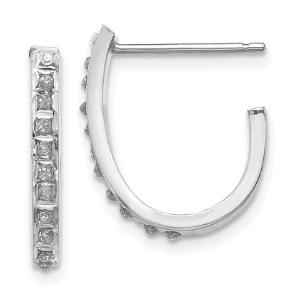 14k White Gold Diamond Fascination Hoop Earrings Gift for Women