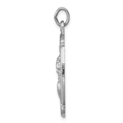 Sterling Silver Rhodium-plated St. Christopher Medal Pendant