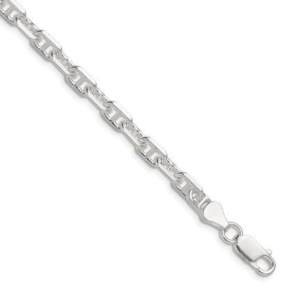 Sterling Silver Polished and Diamond-Cut 5.5mm Mariner Link Chain Bracelet