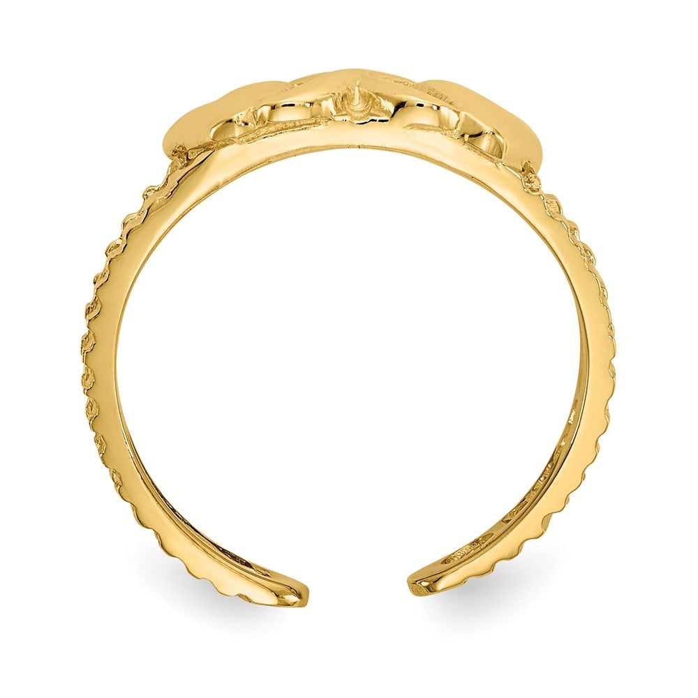 14k Yellow Gold Hearts and X Toe Ring