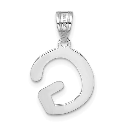 14k White Gold Polished Bubble Letter G Initial Pendant for Women