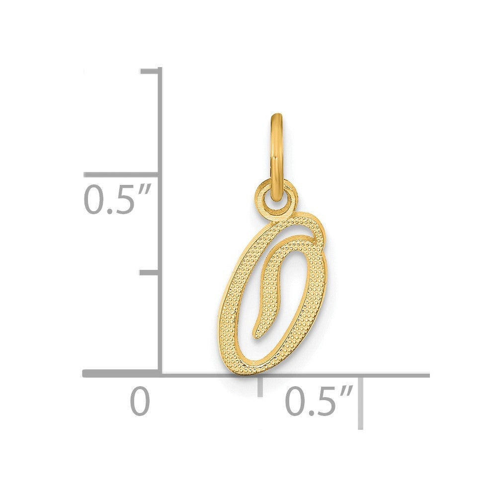 14k Yellow Gold Script Letter O Initial Charm Pendant for Women