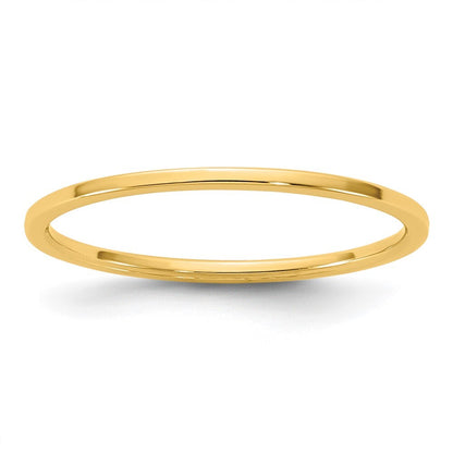 14K Yellow Gold 1mm LTW Flat Band Size 9
