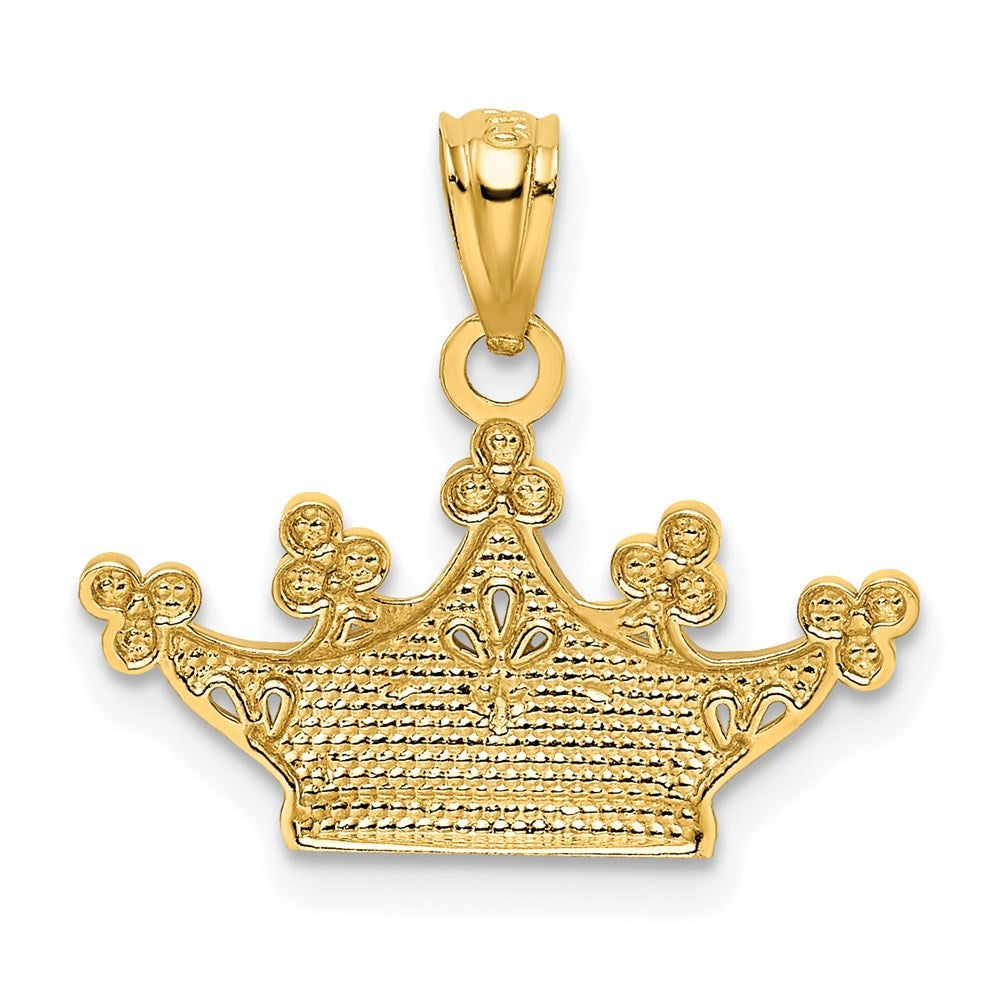 14k Yellow Gold and White Rhodium Crown Pendant